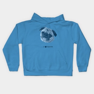 Dogs - Pug blue Kids Hoodie